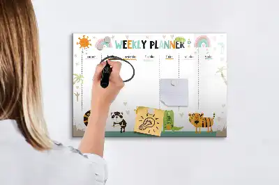 Magnetisk skrivetavle ugeplanner med dyremotiver