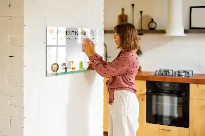 Magnetisk skrivetavle ugeplanner med dyremotiver