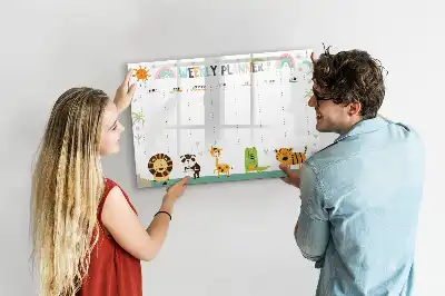 Magnetisk skrivetavle ugeplanner med dyremotiver