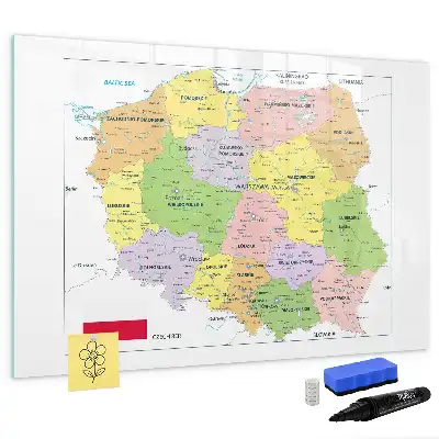 Magnetisk tegnetavle med kort over Polen