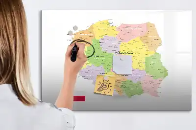 Magnetisk skrivetavle med kort over Polen