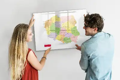 Magnetisk skrivetavle med kort over Polen