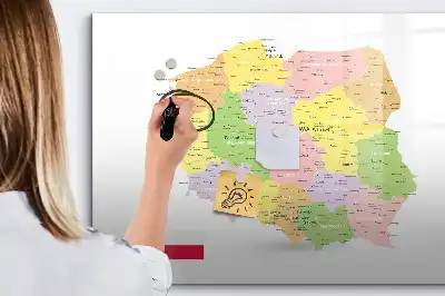 Magnetisk skrivetavle med kort over Polen