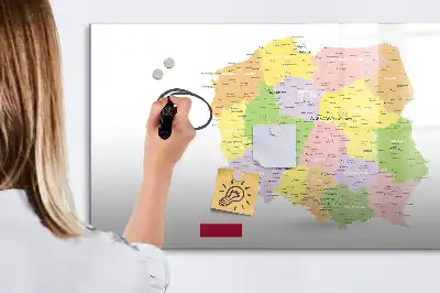 Magnetisk skrivetavle med kort over Polen