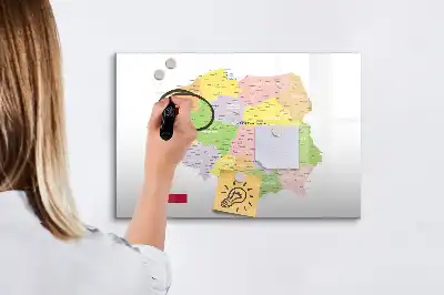 Magnetisk skrivetavle med kort over Polen
