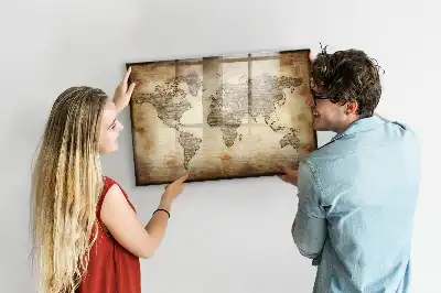 Magnetisk tegnetavle motiv af et gammelt verdenskort