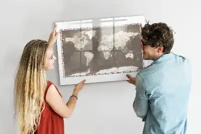 Magnetisk skrivetavle med verdenskort i brun