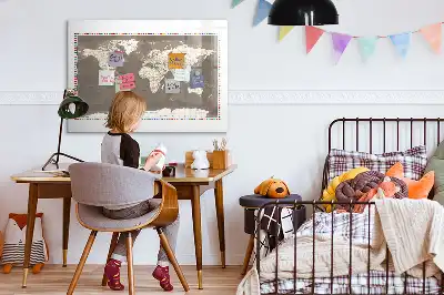 Magnetisk skrivetavle med verdenskort i brun