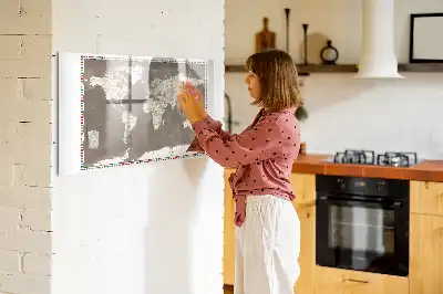 Magnetisk skrivetavle med verdenskort i brun