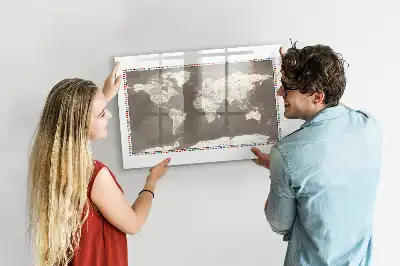 Magnetisk skrivetavle med verdenskort i brun