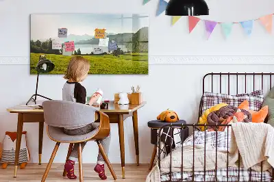 Magnetisk tegnetavle med motiv af bjerge og slette