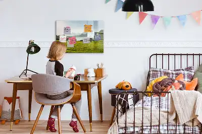 Magnetisk tegnetavle med motiv af bjerge og slette