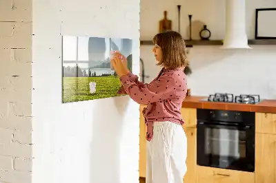 Magnetisk tegnetavle med motiv af bjerge og slette