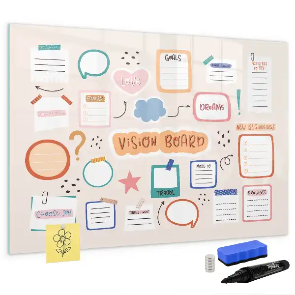 Tavle til at tegne magnetisk Farverigt vision board