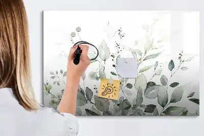 Magnetisk skrivetavle med motiv af planteblade