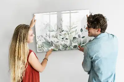 Magnetisk skrivetavle med motiv af planteblade