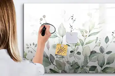 Magnetisk skrivetavle med motiv af planteblade