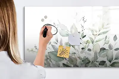 Magnetisk skrivetavle med motiv af planteblade