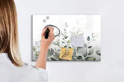 Magnetisk skrivetavle med motiv af planteblade