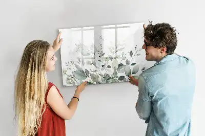 Magnetisk skrivetavle med motiv af planteblade