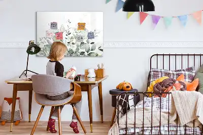 Magnetisk skrivetavle med motiv af planteblade