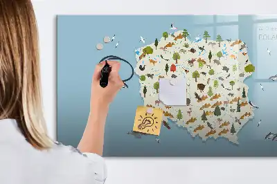 Magnetisk skrivetavle med kort over Polens dyr