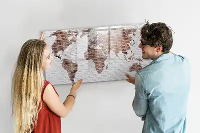 Magnetisk skrivetavle med verdenskort på murstensmotiv