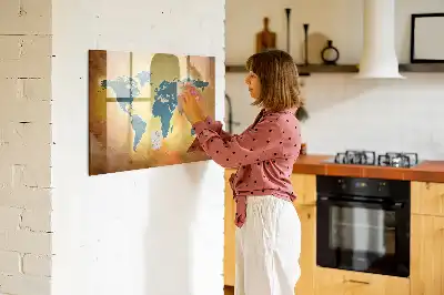 Magnetisk tegnetavle med motiv af gammelt verdenskort