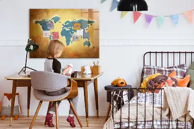 Magnetisk tegnetavle med motiv af gammelt verdenskort