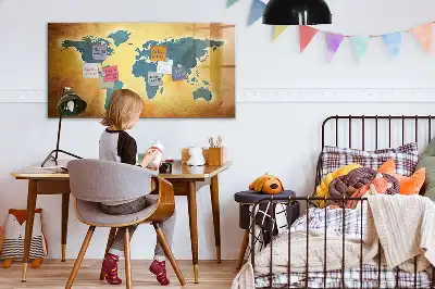 Magnetisk tegnetavle med motiv af gammelt verdenskort