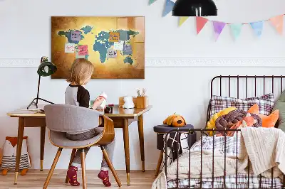 Magnetisk tegnetavle med motiv af gammelt verdenskort