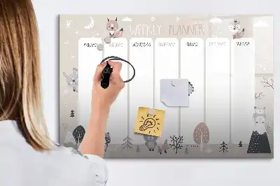 Magnetisk tegnetavle ugeplanner med dyr