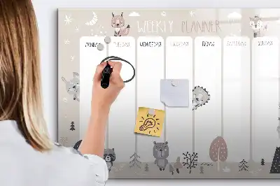 Magnetisk tegnetavle ugeplanner med dyr
