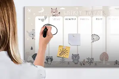 Magnetisk tegnetavle ugeplanner med dyr