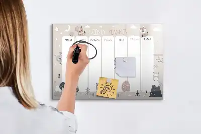 Magnetisk tegnetavle ugeplanner med dyr