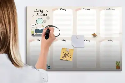 Ugeplanlægger magnetisk tavle til tegning