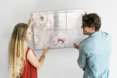 Magnetisk skrivetavle med motiv af pæoner