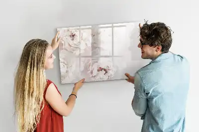 Magnetisk skrivetavle med motiv af pæoner