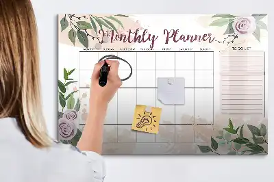 Magnetisk skrivetavle med rosenmotiv