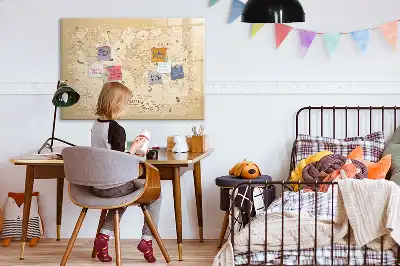 Magnetisk skrivetavle med vintage verdenskort