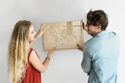 Magnetisk skrivetavle med vintage verdenskort