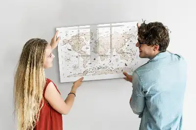 Magnetisk verdenskorttavle vintage stil til tegning