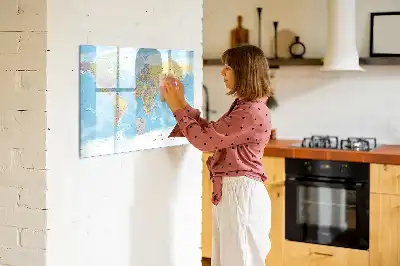Politisk verdenskort magnetisk tavle til at tegne på