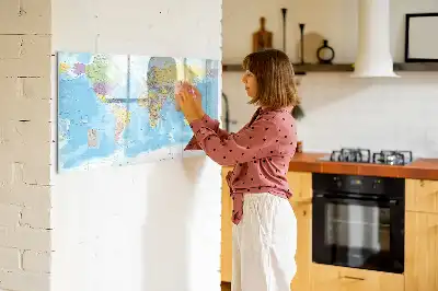 Politisk verdenskort magnetisk tavle til at tegne på