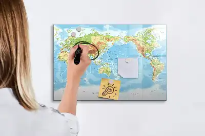 Magnetisk skrivetavle med verdenskort