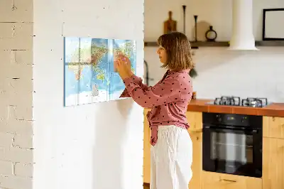 Magnetisk skrivetavle med verdenskort
