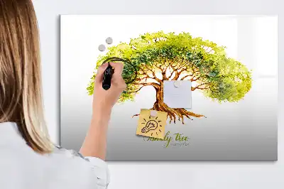 Magnetisk skrivetavle med motiv af et slægtstræ