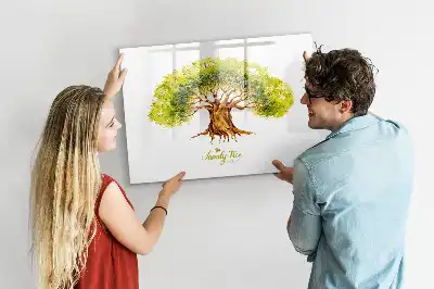 Magnetisk skrivetavle med motiv af et slægtstræ