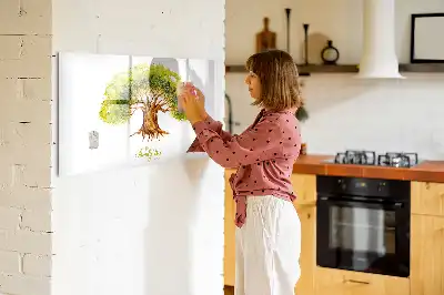 Magnetisk skrivetavle med motiv af et slægtstræ