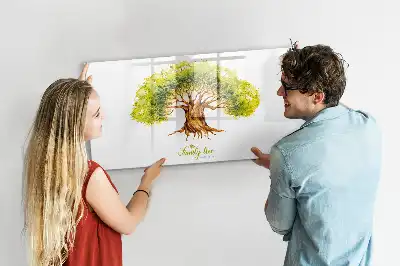 Magnetisk skrivetavle med motiv af et slægtstræ